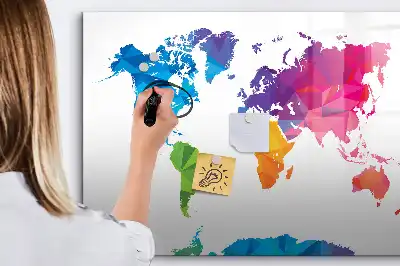 Pizarra magnética de pared con rotulador diseño de mapa del mundo abstracto
