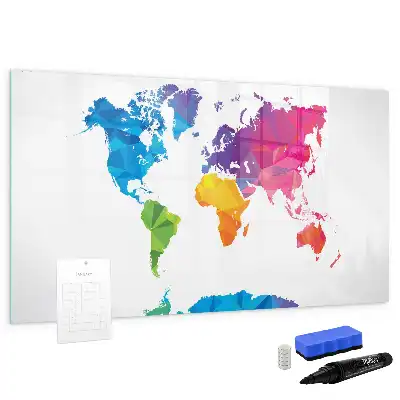 Pizarra magnética de pared con rotulador diseño de mapa del mundo abstracto