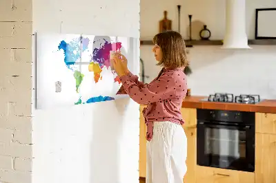 Pizarra magnética de pared con rotulador diseño de mapa del mundo abstracto