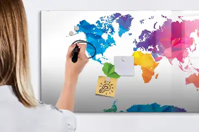Pizarra magnética de pared con rotulador diseño de mapa del mundo abstracto