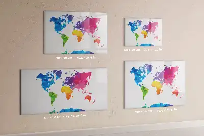 Pizarra magnética de pared con rotulador diseño de mapa del mundo abstracto