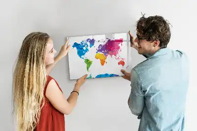 Pizarra magnética de pared con rotulador diseño de mapa del mundo abstracto