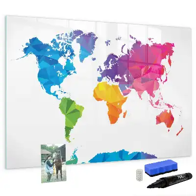 Pizarra magnética de pared con rotulador diseño de mapa del mundo abstracto