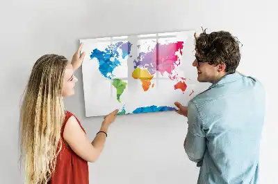 Pizarra magnética de pared con rotulador diseño de mapa del mundo abstracto