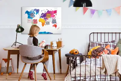 Pizarra magnética de pared con rotulador diseño de mapa del mundo abstracto