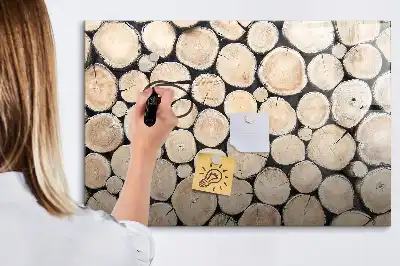 Pizarra de cristal magnética borrable con diseño de troncos de árbol cortados