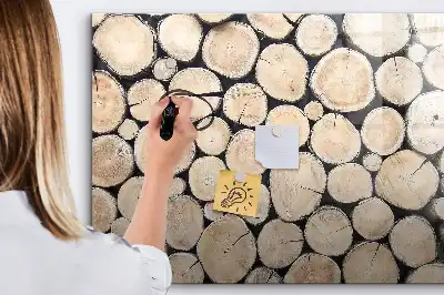 Pizarra de cristal magnética borrable con diseño de troncos de árbol cortados