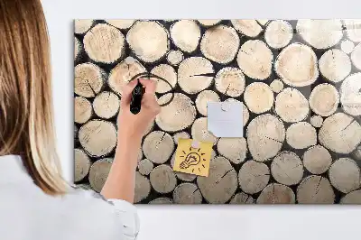 Pizarra de cristal magnética borrable con diseño de troncos de árbol cortados