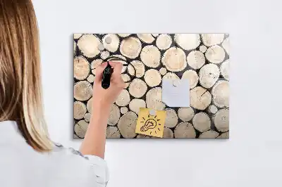 Pizarra de cristal magnética borrable con diseño de troncos de árbol cortados