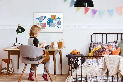 Mapa del mundo pizarra magnética de pared con rotulador