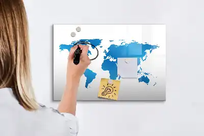 Mapa del mundo pizarra magnética de pared con rotulador
