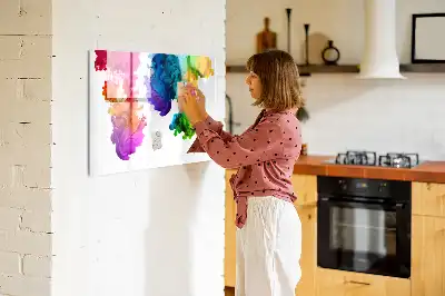 Pizarra borrable de cristal con imanes diseño de arcoíris de colores