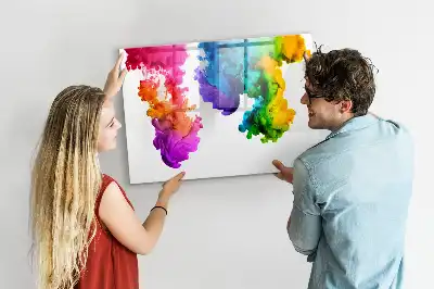 Pizarra borrable de cristal con imanes diseño de arcoíris de colores