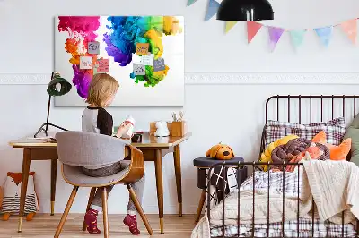 Pizarra borrable de cristal con imanes diseño de arcoíris de colores