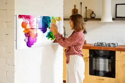 Pizarra borrable de cristal con imanes diseño de arcoíris de colores