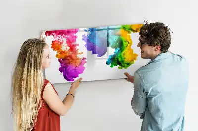 Pizarra borrable de cristal con imanes diseño de arcoíris de colores