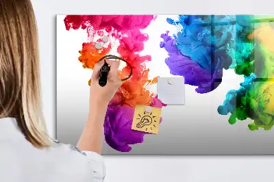 Pizarra borrable de cristal con imanes diseño de arcoíris de colores