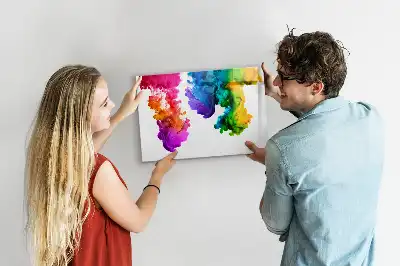 Pizarra borrable de cristal con imanes diseño de arcoíris de colores