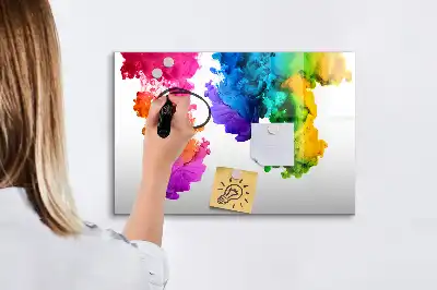 Pizarra borrable de cristal con imanes diseño de arcoíris de colores