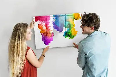Pizarra borrable de cristal con imanes diseño de arcoíris de colores