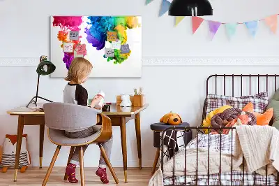 Pizarra borrable de cristal con imanes diseño de arcoíris de colores