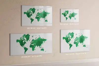 Pizarra magnética de pared con rotulador diseño mapa del mundo verde
