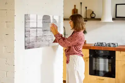 Pizarra magnética de pared con rotulador con patrón de tablas de madera