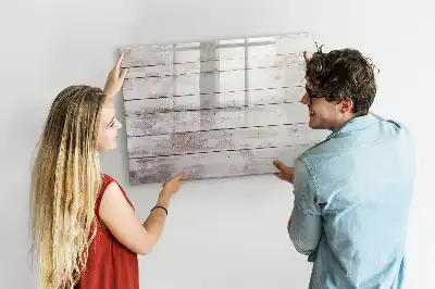 Pizarra magnética de pared con rotulador con patrón de tablas de madera
