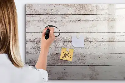 Pizarra magnética de pared con rotulador con patrón de tablas de madera
