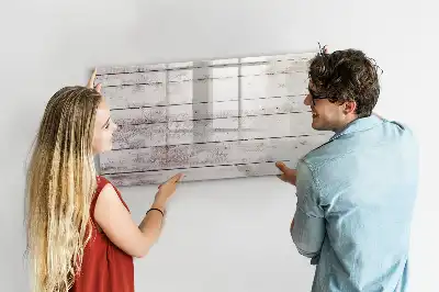 Pizarra magnética de pared con rotulador con patrón de tablas de madera