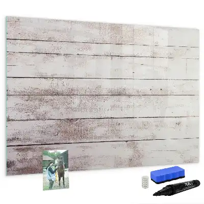 Pizarra magnética de pared con rotulador con patrón de tablas de madera