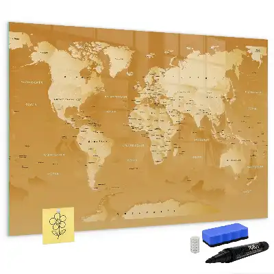Mapa del mundo pizarra borrable de cristal con imanes