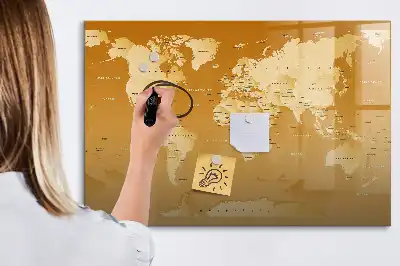Mapa del mundo pizarra borrable de cristal con imanes