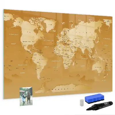 Mapa del mundo pizarra borrable de cristal con imanes