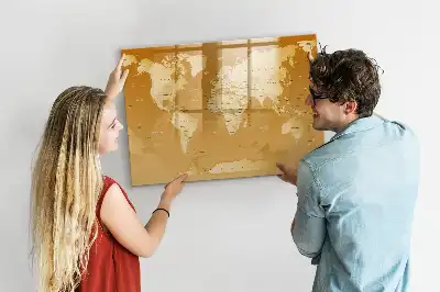 Mapa del mundo pizarra borrable de cristal con imanes