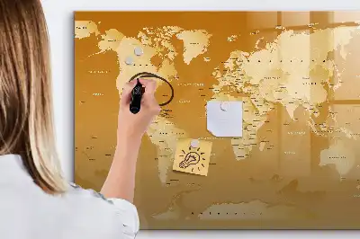 Mapa del mundo pizarra borrable de cristal con imanes
