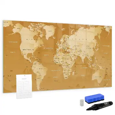 Mapa del mundo pizarra borrable de cristal con imanes