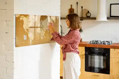 Mapa del mundo pizarra borrable de cristal con imanes