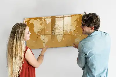 Mapa del mundo pizarra borrable de cristal con imanes