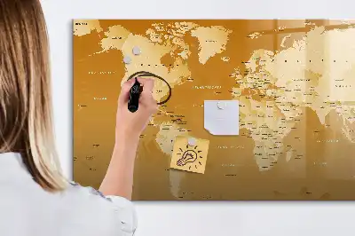Mapa del mundo pizarra borrable de cristal con imanes