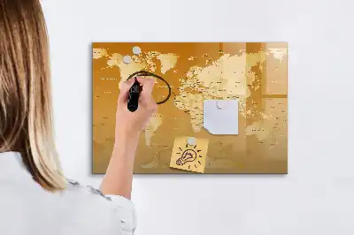 Mapa del mundo pizarra borrable de cristal con imanes