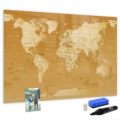 Mapa del mundo pizarra borrable de cristal con imanes