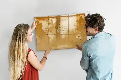 Mapa del mundo pizarra borrable de cristal con imanes