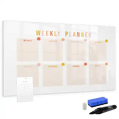 Pizarra borrable de cristal con imanes planificador semanal