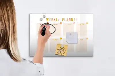 Pizarra borrable de cristal con imanes planificador semanal