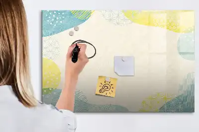 Pizarra de cristal borrable con imanes con marco decorado