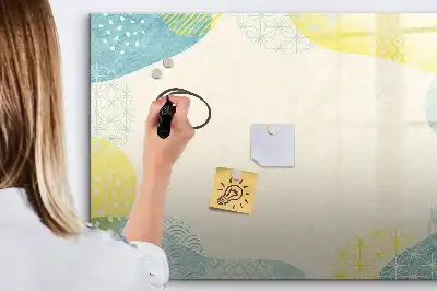 Pizarra de cristal borrable con imanes con marco decorado