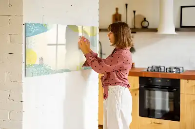Pizarra de cristal borrable con imanes con marco decorado