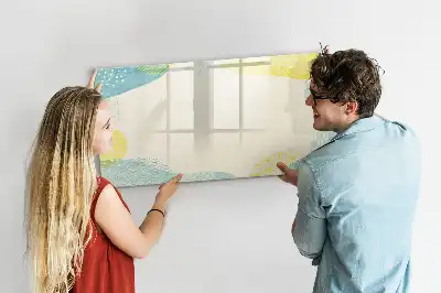 Pizarra de cristal borrable con imanes con marco decorado