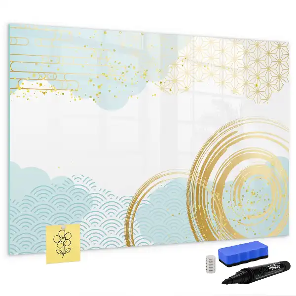 Pizarra de cristal magnética borrable con diseño de patrón decorativo